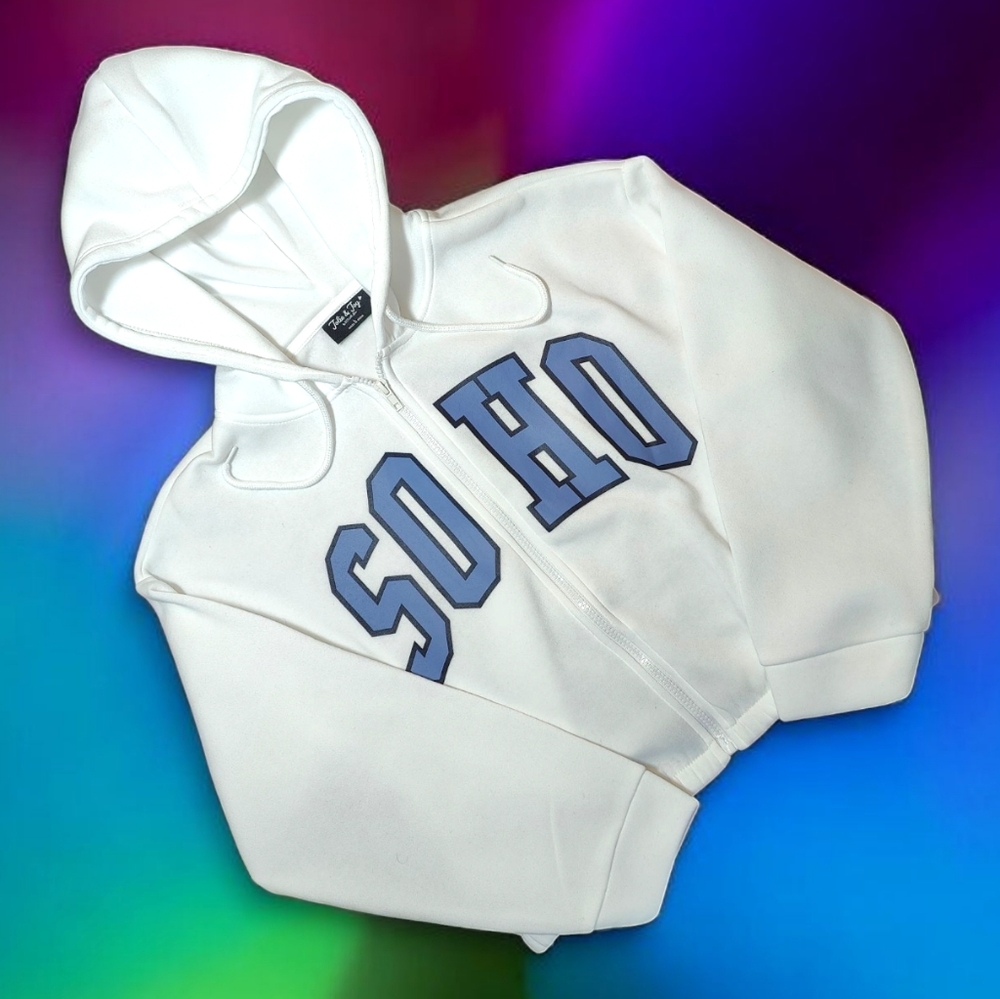 JOLIE & JOY Oversized Zipper Front Cropped SOHO Hoodie - L